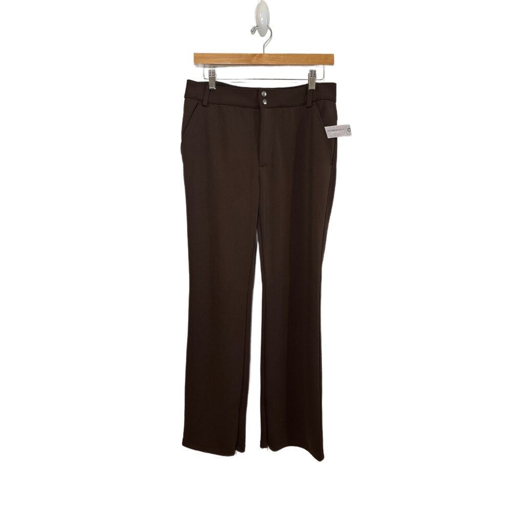 NWT Anthro Brown Trousers with Zipper Kick Flare, Size M petite